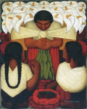 flower festival 1925 Diego Rivera Oil Paintings